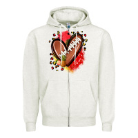 Oatmeal Heather fruits and football heart Zipper Hoodie - Zillion Design Studio