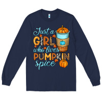 Navy Just a girl who loves pumpkin spice Long Sleeve Tee - RanaPortraitStore
