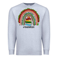 Heather Grey Christmas Teacherlife rainbow Premium Sweatshirt - JahusDesignShop