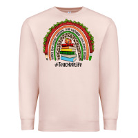 Pale Pink Christmas Teacherlife rainbow Premium Sweatshirt - JahusDesignShop