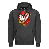 Charcoal Heather fruits and baseball heart Zipper Hoodie - Zillion Design Studio