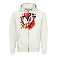 Oatmeal Heather fruits and baseball heart Zipper Hoodie - Zillion Design Studio