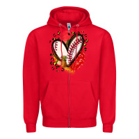 Red fruits and baseball heart Zipper Hoodie - Zillion Design Studio