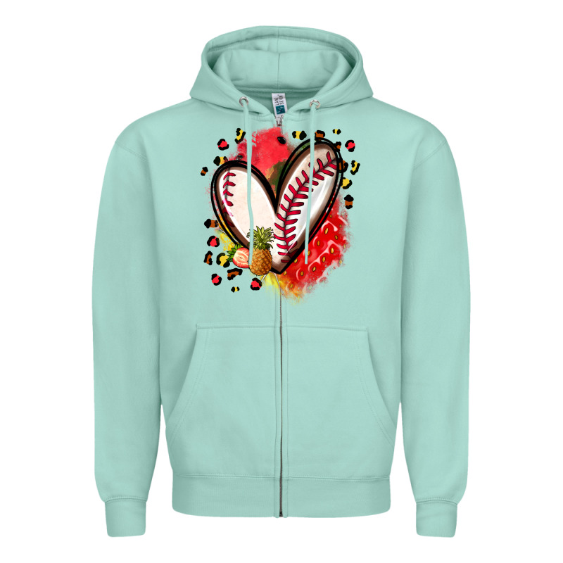 Fruits And Baseball Heart Zipper Hoodie by Zillion Design Studio | Teevron