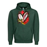 Sports Green fruits and baseball heart Zipper Hoodie - Zillion Design Studio