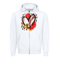 White fruits and baseball heart Zipper Hoodie - Zillion Design Studio
