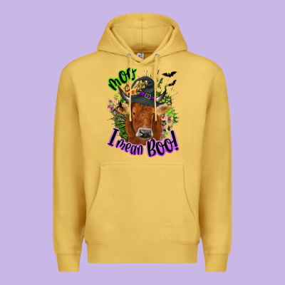 Moo I Mean Boo Cow Premium Hoodie Designed By Nancycooperartshop