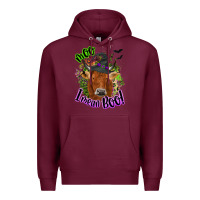 Burgundy Moo i mean boo Cow Premium Hoodie - NancyCooperArtShop