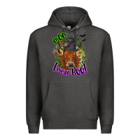Charcoal Heather Moo i mean boo Cow Premium Hoodie - NancyCooperArtShop