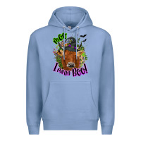 Colony Blue Moo i mean boo Cow Premium Hoodie - NancyCooperArtShop