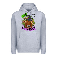 Heather Grey Moo i mean boo Cow Premium Hoodie - NancyCooperArtShop