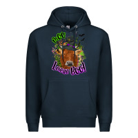 Navy Moo i mean boo Cow Premium Hoodie - NancyCooperArtShop