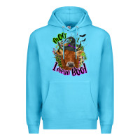 Ocean Blue Moo i mean boo Cow Premium Hoodie - NancyCooperArtShop