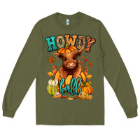 Army Green Hay there Fall pumpkin heifer Long Sleeve Tee - RanaPortraitStore