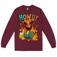 Burgundy Hay there Fall pumpkin heifer Long Sleeve Tee - RanaPortraitStore