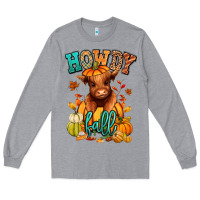 Heather Grey Hay there Fall pumpkin heifer Long Sleeve Tee - RanaPortraitStore