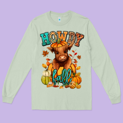 Long Sleeve Tee Hay there Fall pumpkin heifer