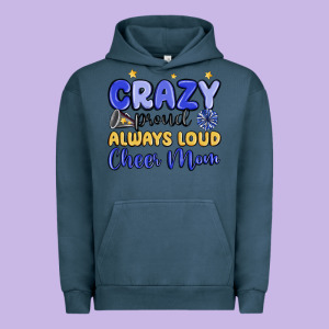 Crazy Proud Always Loud Cheer Mom Urban Hoodie Designed By Maliassmallbusiness