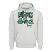 Dove Grey boots and bling its a cowgirl thing Zipper Hoodie - texasbilliewilder