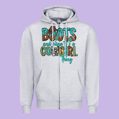 Boots And Bling Its A Cowgirl Thing Zipper Hoodie Designed By Texasbilliewilder