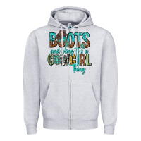 Heather Grey boots and bling its a cowgirl thing Zipper Hoodie - texasbilliewilder