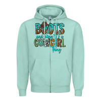 Seafoam boots and bling its a cowgirl thing Zipper Hoodie - texasbilliewilder