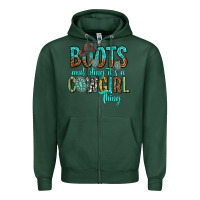 Sports Green boots and bling its a cowgirl thing Zipper Hoodie - texasbilliewilder