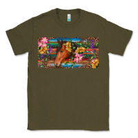 Army Green Brown horse with flowers and leopard Classic Tee - RanaPortraitStore
