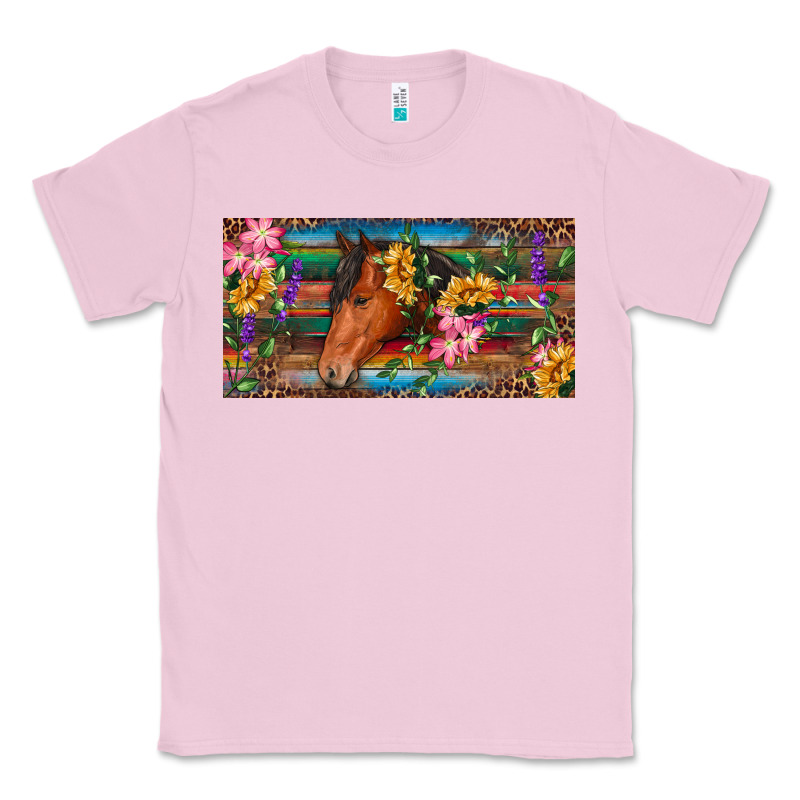 Brown Horse With Flowers And Leopard Classic Tee by RanaPortraitStore | Teevron