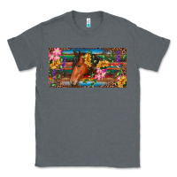 Charcoal Heather Brown horse with flowers and leopard Classic Tee - RanaPortraitStore
