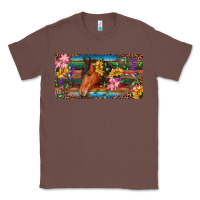 Chestnut Brown horse with flowers and leopard Classic Tee - RanaPortraitStore