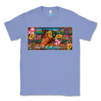 Colony Blue Brown horse with flowers and leopard Classic Tee - RanaPortraitStore