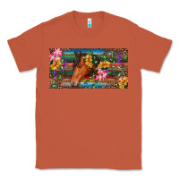 Copper Brown horse with flowers and leopard Classic Tee - RanaPortraitStore