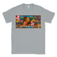 Heather Grey Brown horse with flowers and leopard Classic Tee - RanaPortraitStore