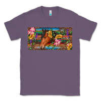 Lavender Brown horse with flowers and leopard Classic Tee - RanaPortraitStore