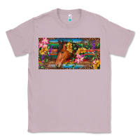 Lilac Brown horse with flowers and leopard Classic Tee - RanaPortraitStore