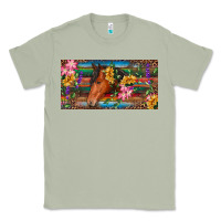 Matcha Brown horse with flowers and leopard Classic Tee - RanaPortraitStore