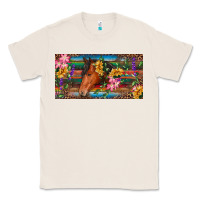 Natural Brown horse with flowers and leopard Classic Tee - RanaPortraitStore