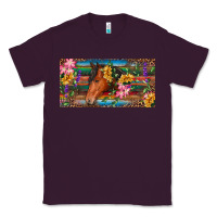 Plum Brown horse with flowers and leopard Classic Tee - RanaPortraitStore