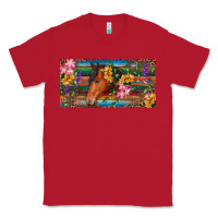 Red Brown horse with flowers and leopard Classic Tee - RanaPortraitStore