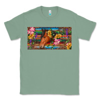 Sage Brown horse with flowers and leopard Classic Tee - RanaPortraitStore
