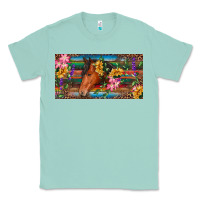 Seafoam Brown horse with flowers and leopard Classic Tee - RanaPortraitStore