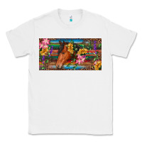White Brown horse with flowers and leopard Classic Tee - RanaPortraitStore