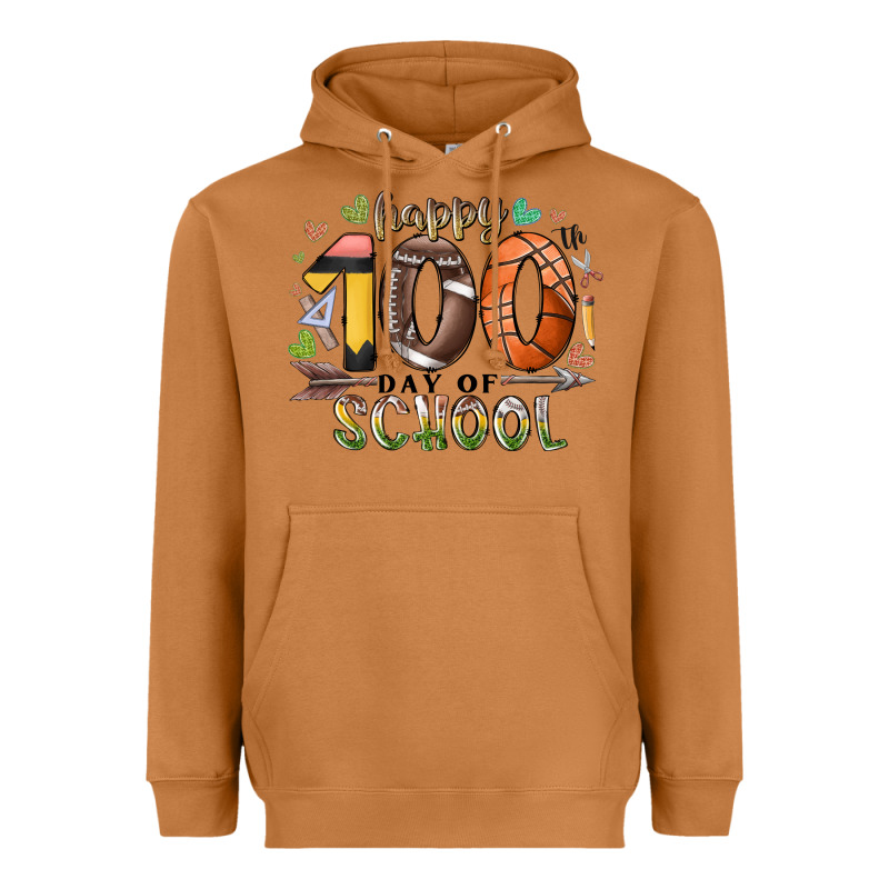 Happy 100 Americana Football Basketball Day Of Sch Heavyweight Hoodie by RacoonDesign | Teevron