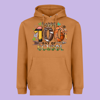 Happy 100 Americana Football Basketball Day Of Sch Heavyweight Hoodie Designed By Racoondesign