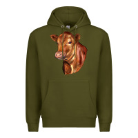 Army Green red angus cattle cow Premium Hoodie - LillyAllenDesigns