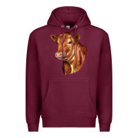 Burgundy red angus cattle cow Premium Hoodie - LillyAllenDesigns