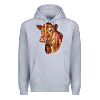 Heather Grey red angus cattle cow Premium Hoodie - LillyAllenDesigns