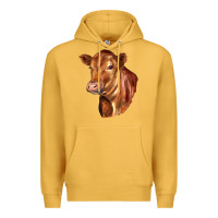 Mustard red angus cattle cow Premium Hoodie - LillyAllenDesigns