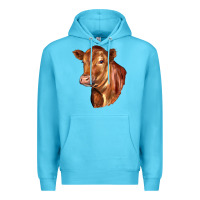 Ocean Blue red angus cattle cow Premium Hoodie - LillyAllenDesigns